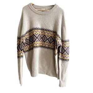 Toad & Co Sweater Durawool Men’s Size XL Aztec Print Tan Long Sleeve Cabin